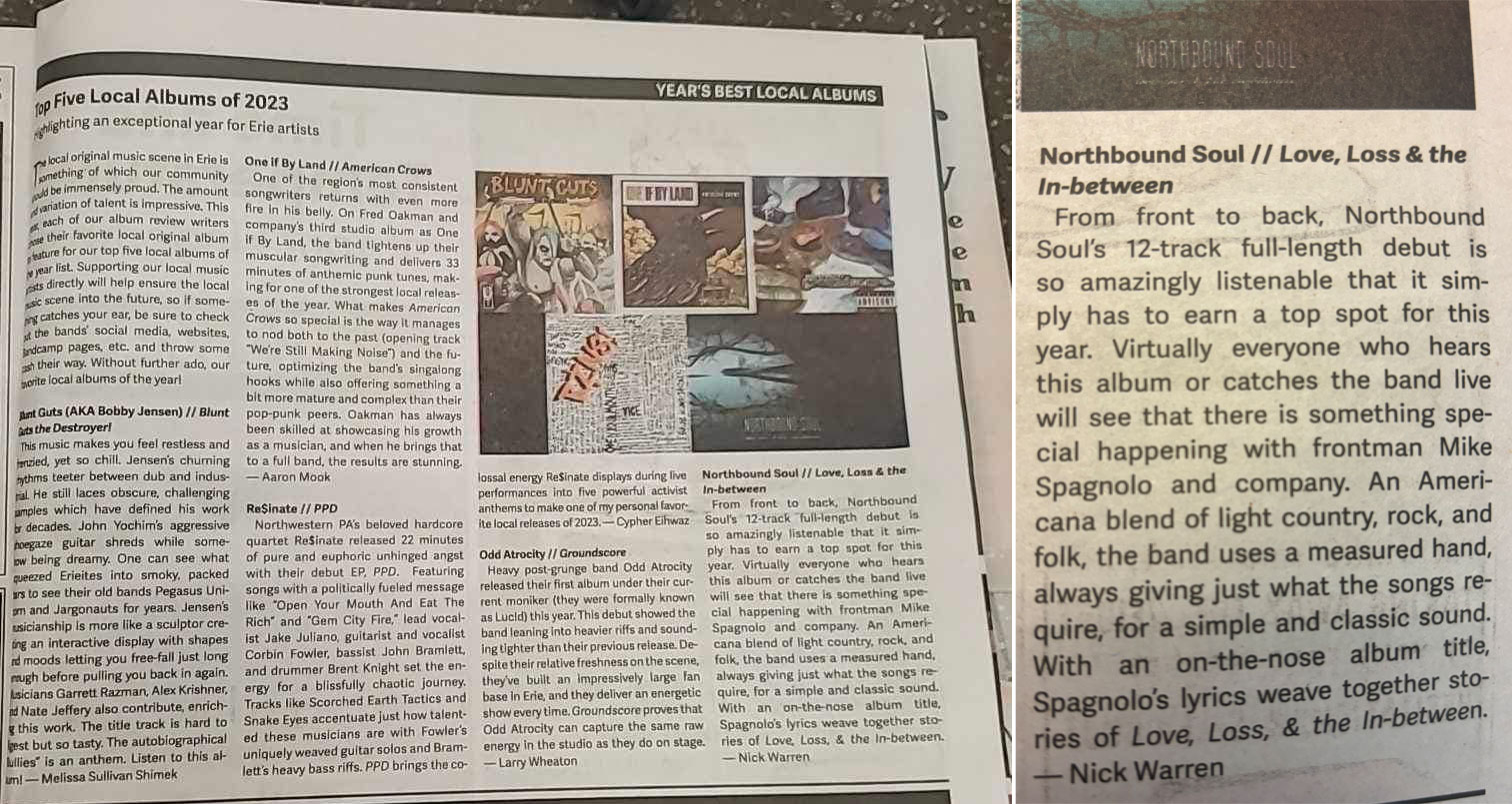 Erie Reader, December 2024 - Top 5 Local Albums of 2023